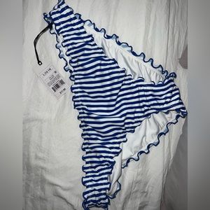 Blue and white stripe bikini bottoms